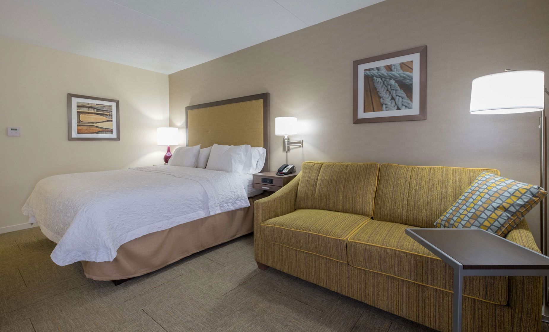 Premium bedding, desk, blackout drapes, iron/ironing board
