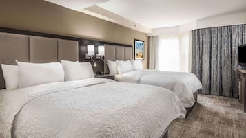 Premium bedding, Select Comfort beds, desk, blackout curtains