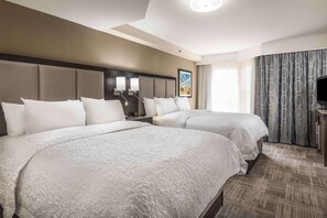 Premium bedding, Select Comfort beds, desk, blackout drapes