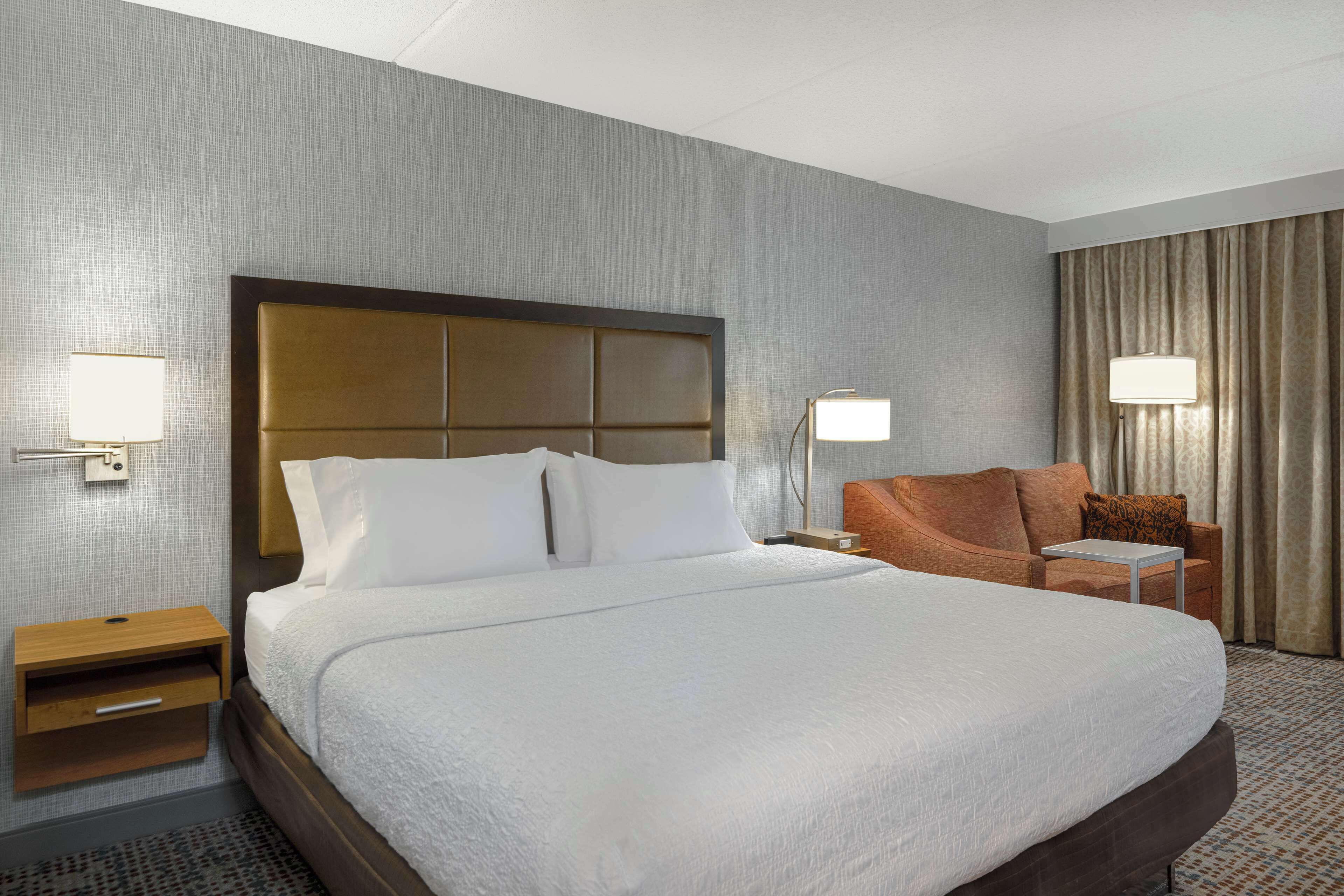 premium bedding, blackout curtains, iron/ironing board