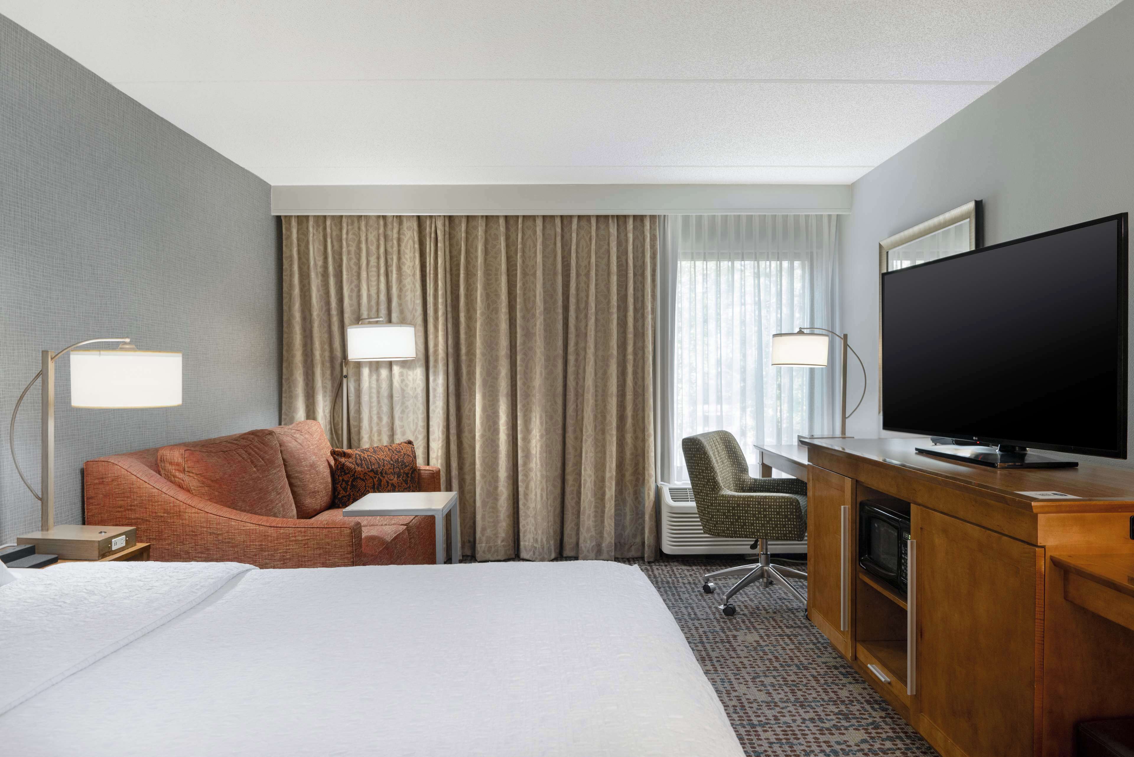 premium bedding, blackout curtains, iron/ironing board