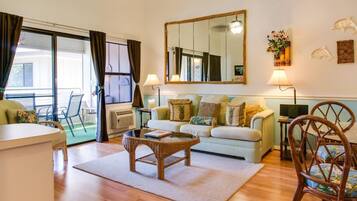 40-inch flat-screen TV with cable channels, TV