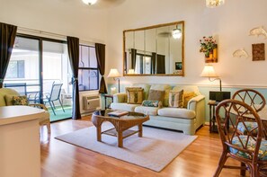 40-inch flat-screen TV with cable channels, TV