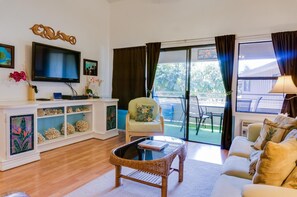 40-inch flat-screen TV with cable channels, TV