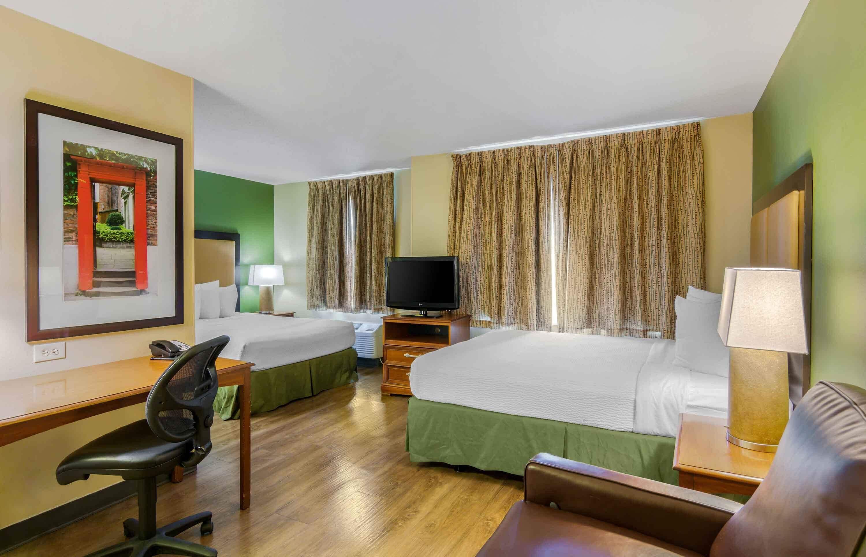 Standard Studio, 2 Queen Beds, Non Smoking, Kitchen | Desk, laptop workspace, blackout curtains, iron/ironing board