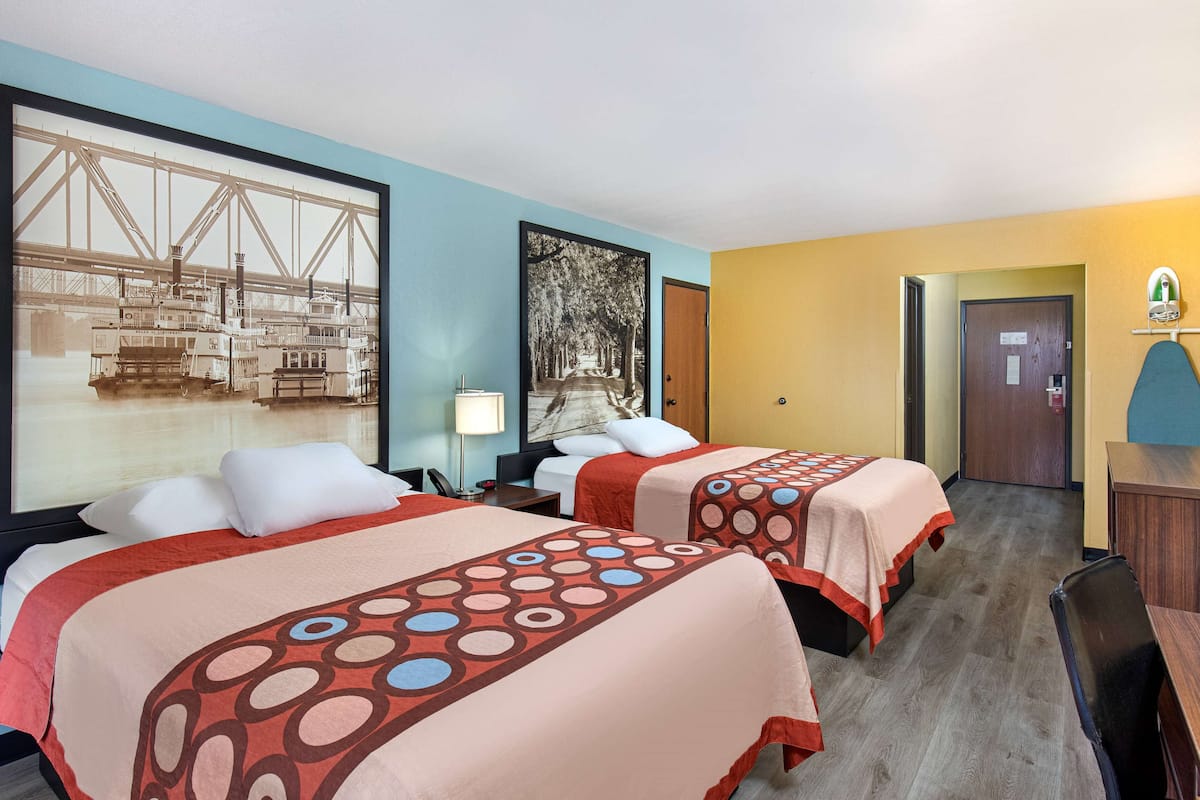 Room, 2 Queen Beds, Non Smoking | Desk, soundproofing, iron/ironing board, free WiFi