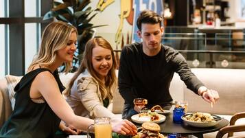 Breakfast, lunch, dinner served; local cuisine