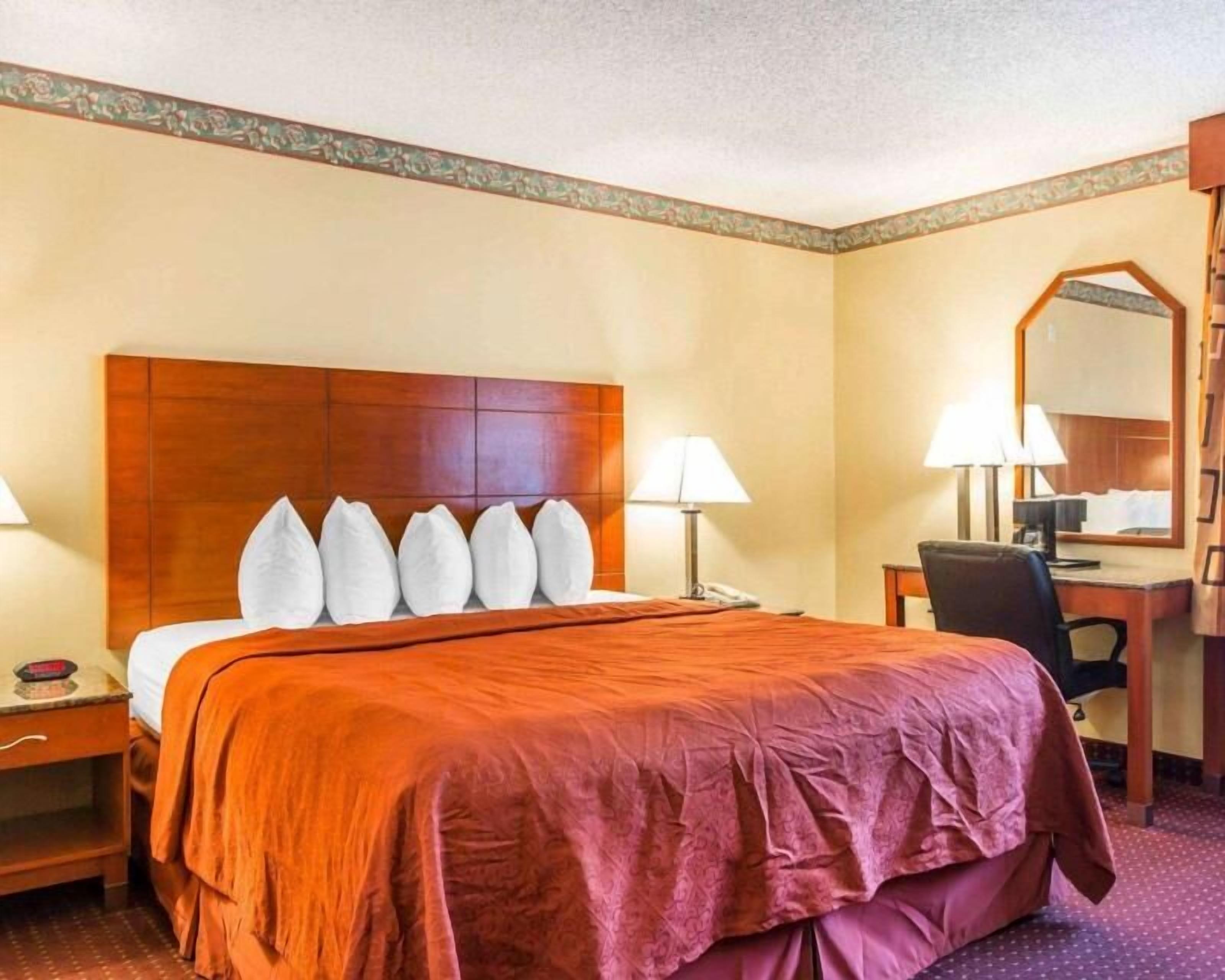 Pillowtop beds, desk, laptop workspace, blackout drapes