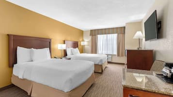 Premium bedding, desk, blackout curtains, iron/ironing board