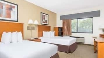 Room, 2 Double Beds, Smoking | In-room safe, desk, laptop workspace, iron/ironing board