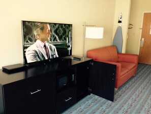 50-inch flat-screen TV with digital channels, Netflix, Hulu