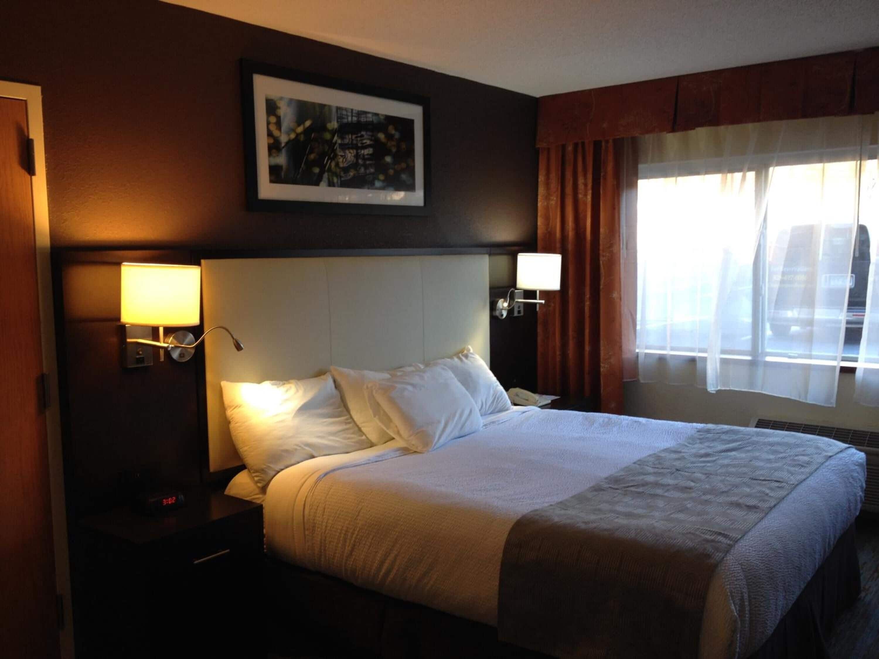 premium bedding, down duvets, pillow-top beds, blackout curtains