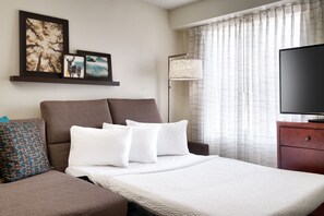 1 bedroom, desk, blackout drapes, iron/ironing board