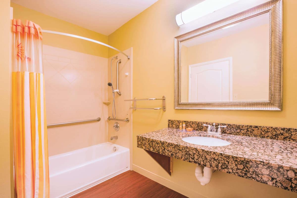 premium bedding, pillow-top beds, desk, blackout curtains