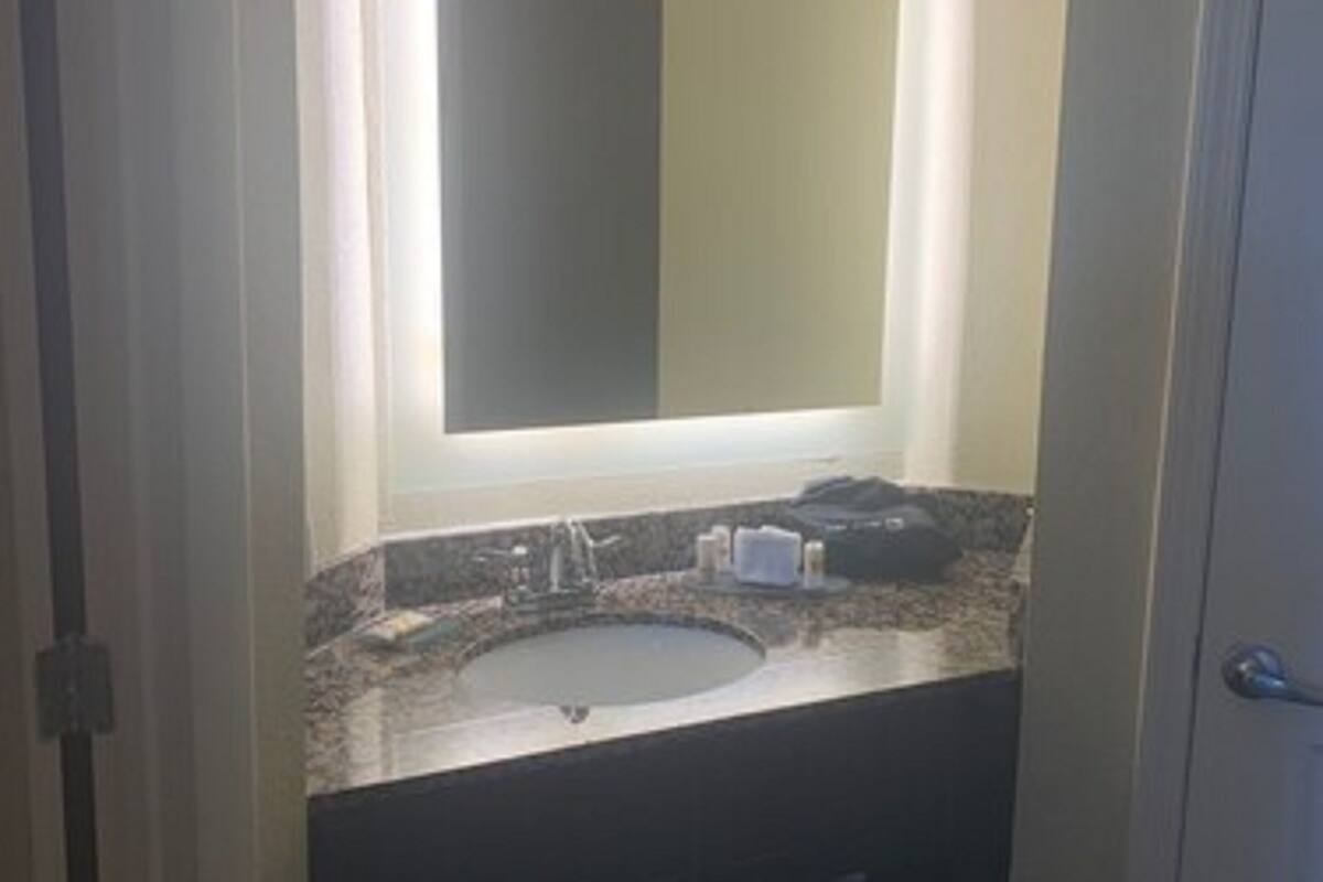 free toiletries, hair dryer, towels