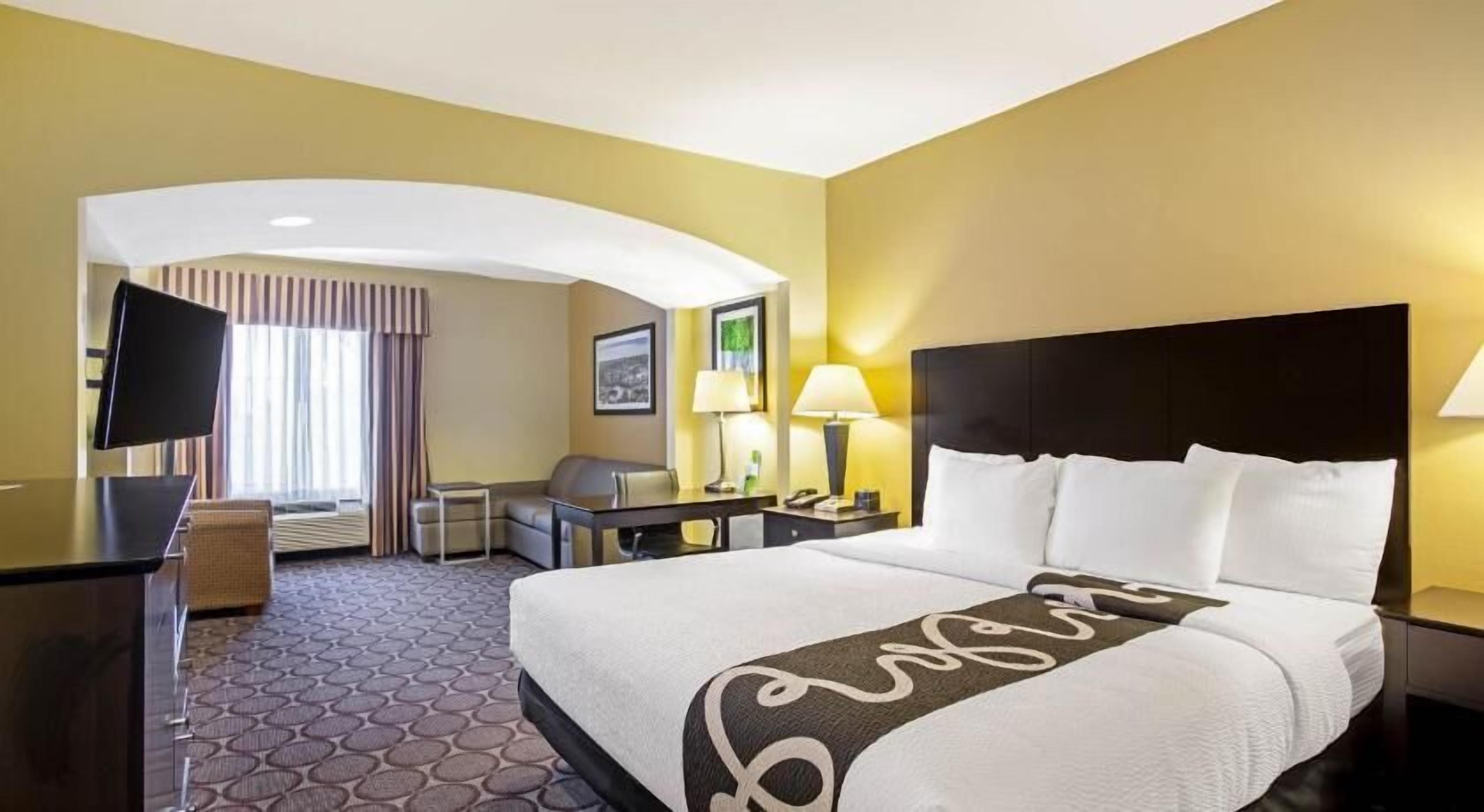 Premium bedding, pillowtop beds, desk, blackout drapes