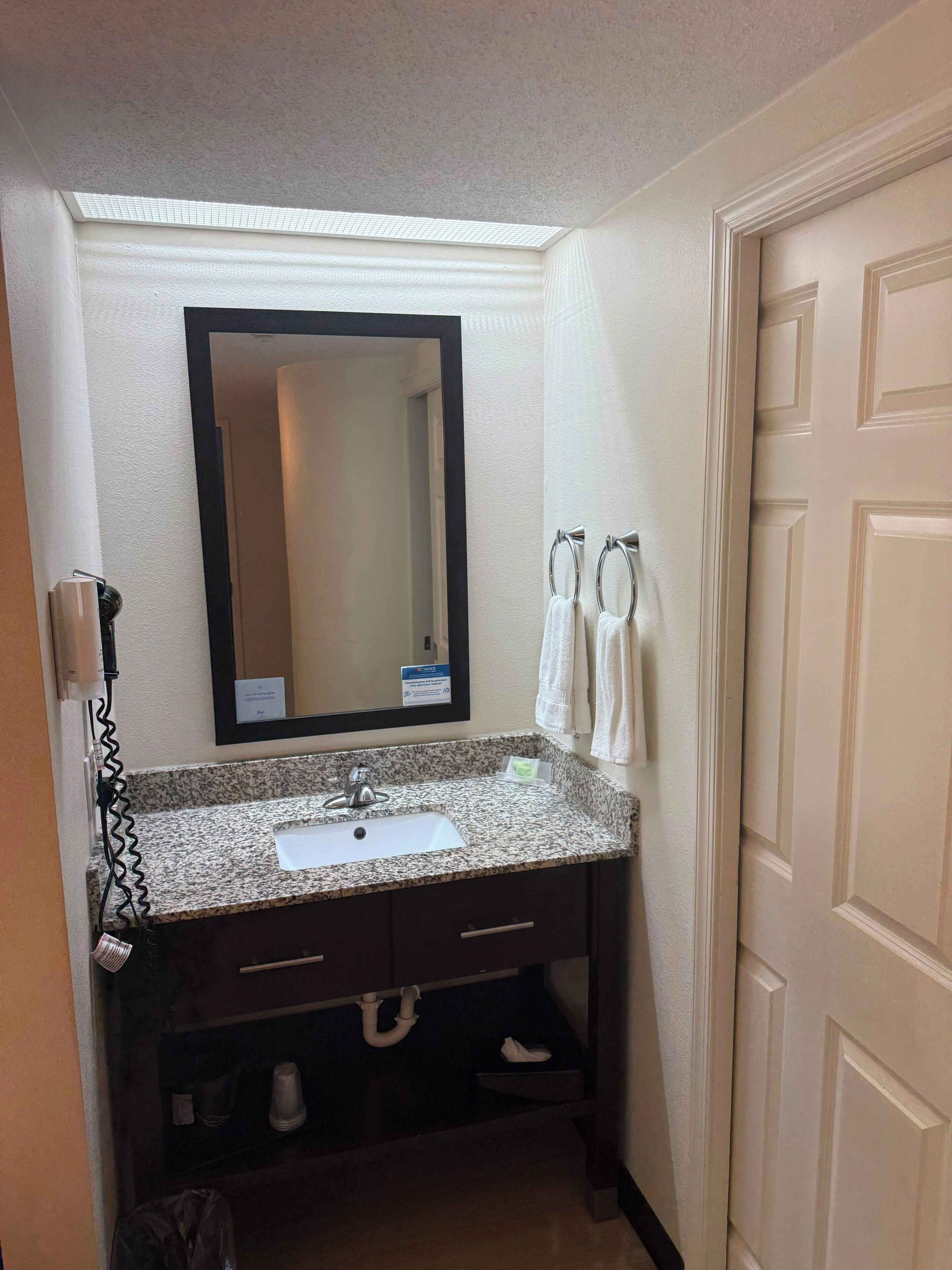Free toiletries, hair dryer, towels