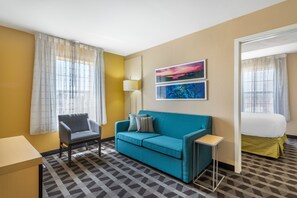 Suite, 1 Queen Bed, Non Smoking | Living area | 27-inch flat-screen TV with digital channels, TV