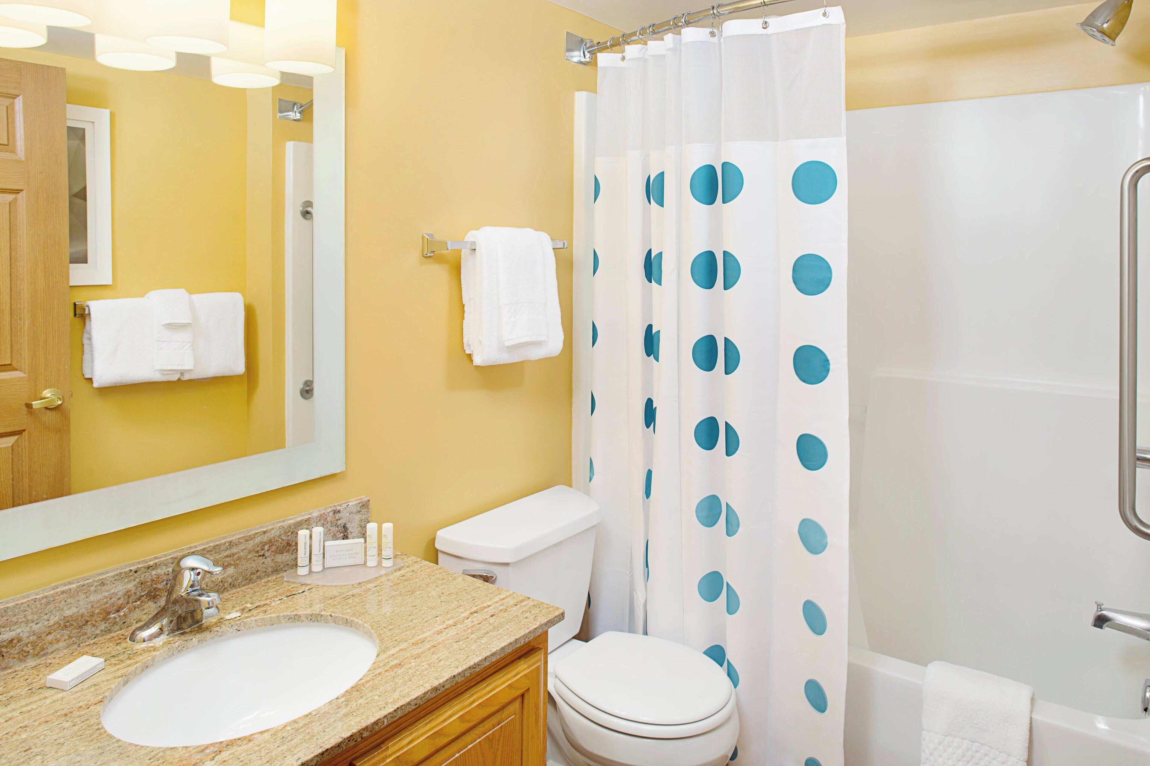 free toiletries, hair dryer, towels