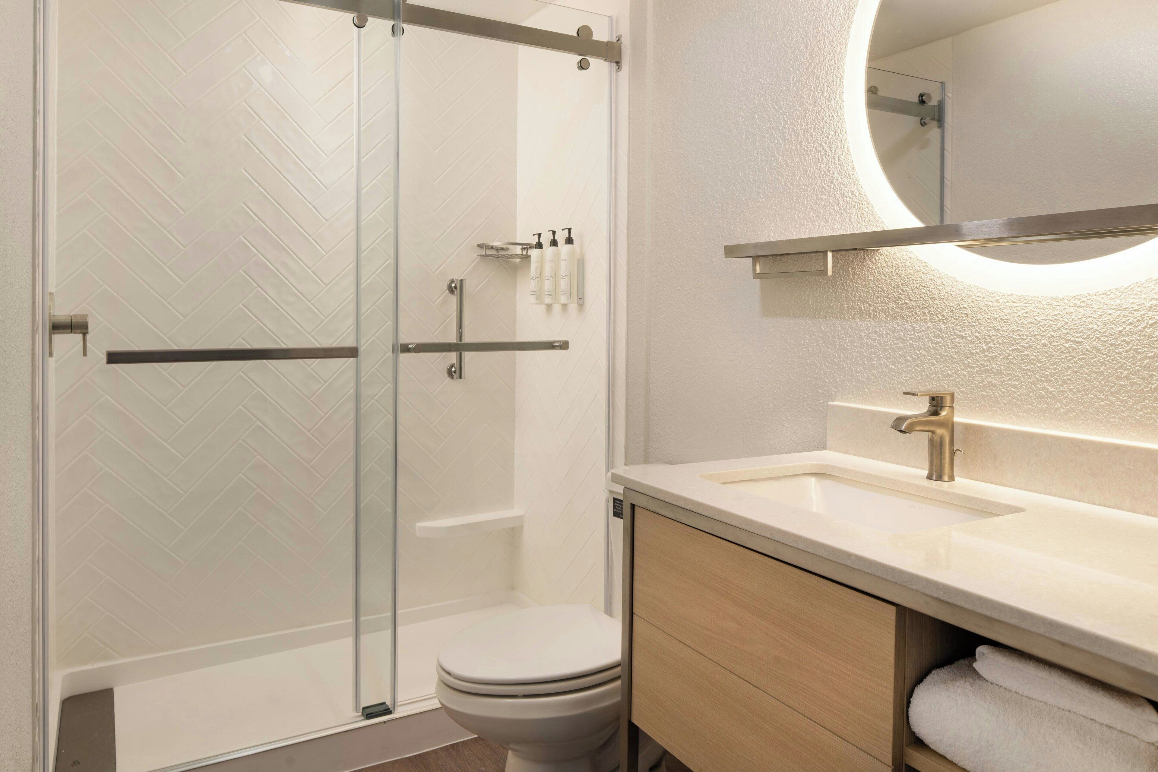 free toiletries, hair dryer, towels