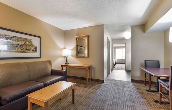 Suite, 1 Bedroom, Non Smoking | Desk, laptop workspace, blackout drapes, iron/ironing board