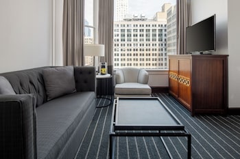 50-inch LCD TV with cable channels, iPod dock, streaming services at Staypineapple, An Iconic Hotel, The Loop