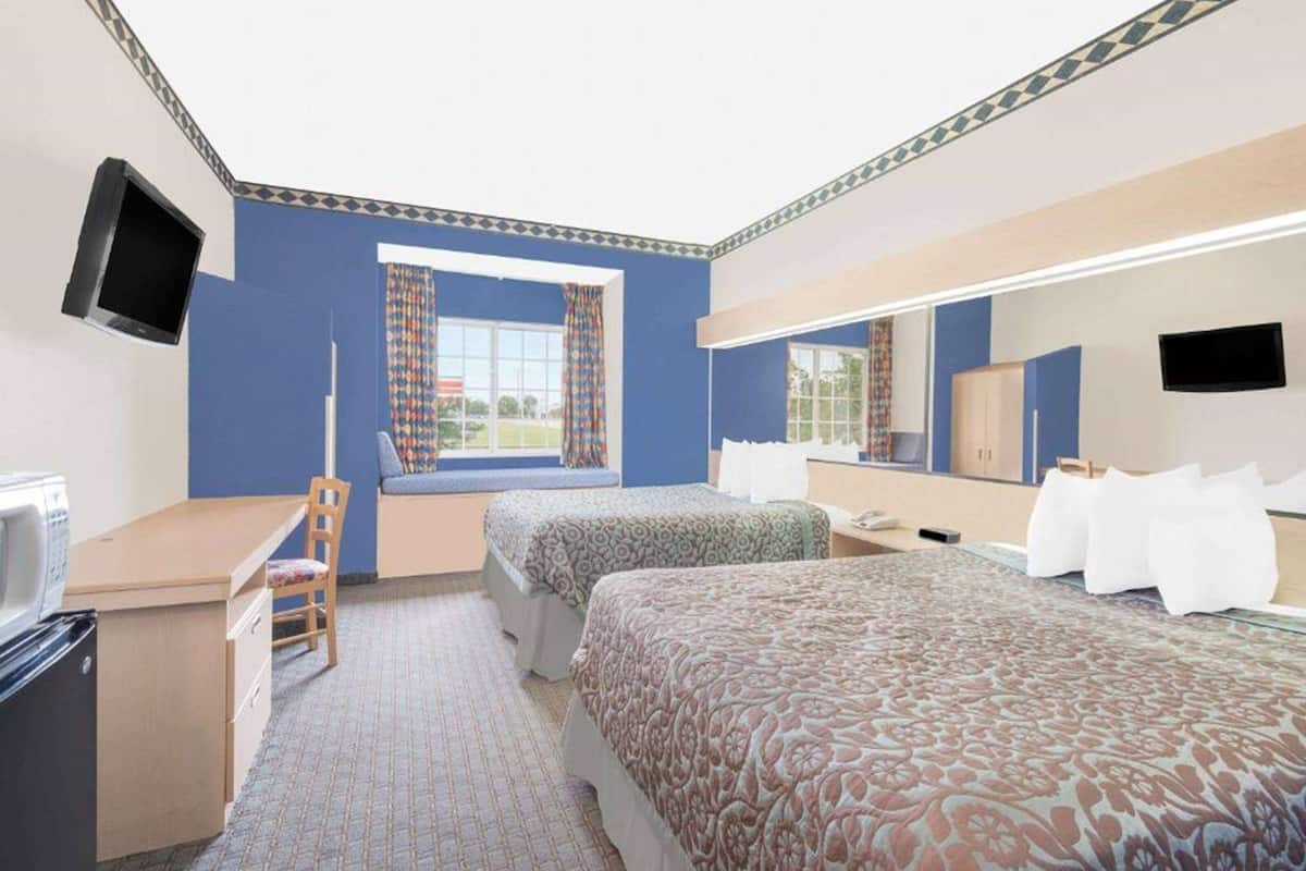 Standard Room, 2 Queen Beds, Smoking | Desk, blackout drapes, iron/ironing board, free cribs/infant beds