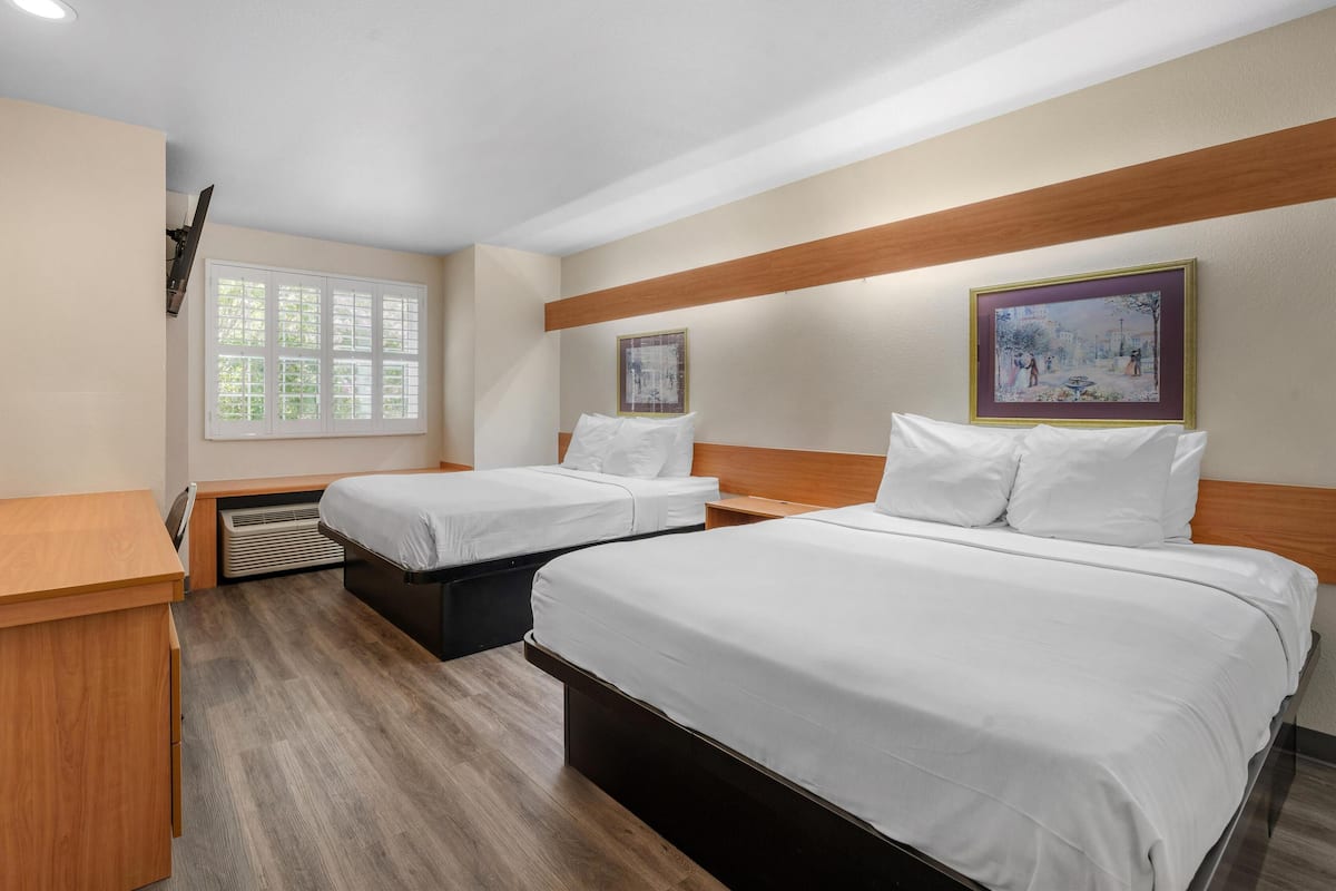 Standard Room, 2 Queen Beds, Non Smoking | 1 bedroom, desk, laptop workspace, iron/ironing board