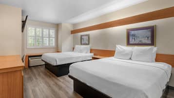 Standard Room, 2 Queen Beds, Non Smoking | 1 bedroom, desk, laptop workspace, iron/ironing board