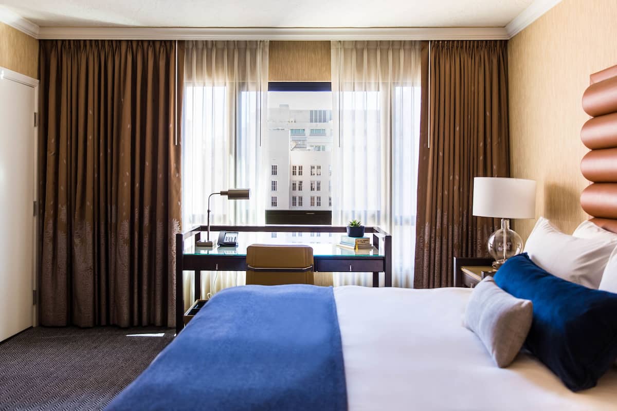 Premium bedding, down comforters, pillowtop beds, in-room safe