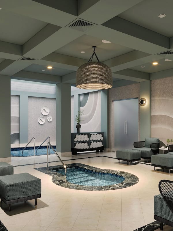 Salas de tratamiento para parejas, sauna y tina de hidromasaje