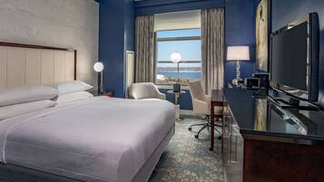 Premium bedding, down comforters, pillowtop beds, desk