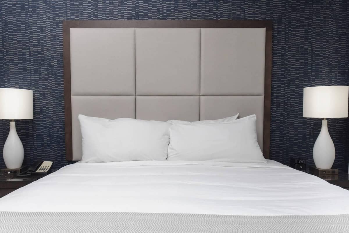 Suite Deluxe, 1 cama King size y sofá cama, para no fumadores, vista a la ciudad | Sábanas de algodón egipcio, ropa de cama de alta calidad y edredón