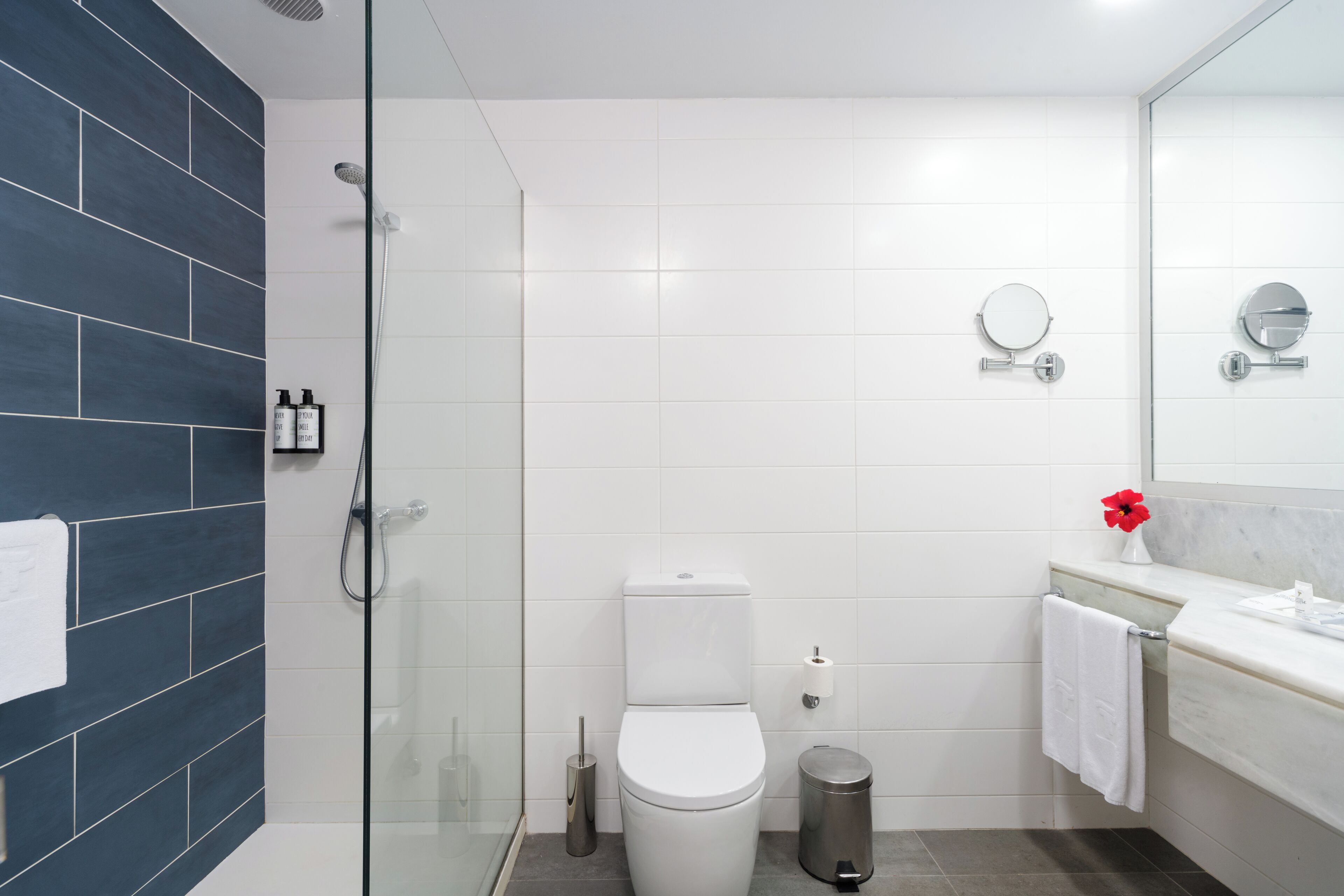 free toiletries, hair dryer, towels