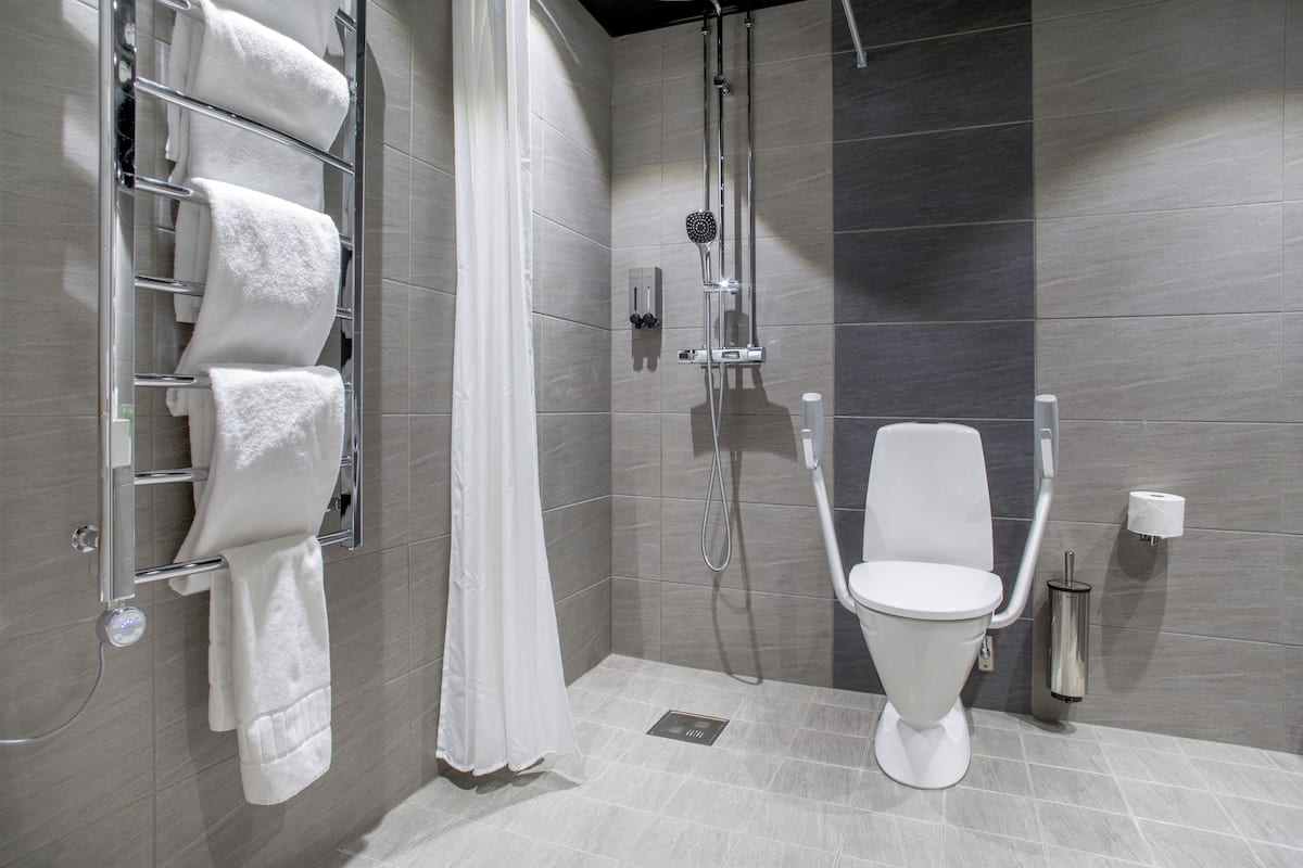 family room, no windows (including a light evening meal) | bathroom | hair dryer, towels, soap, shampoo