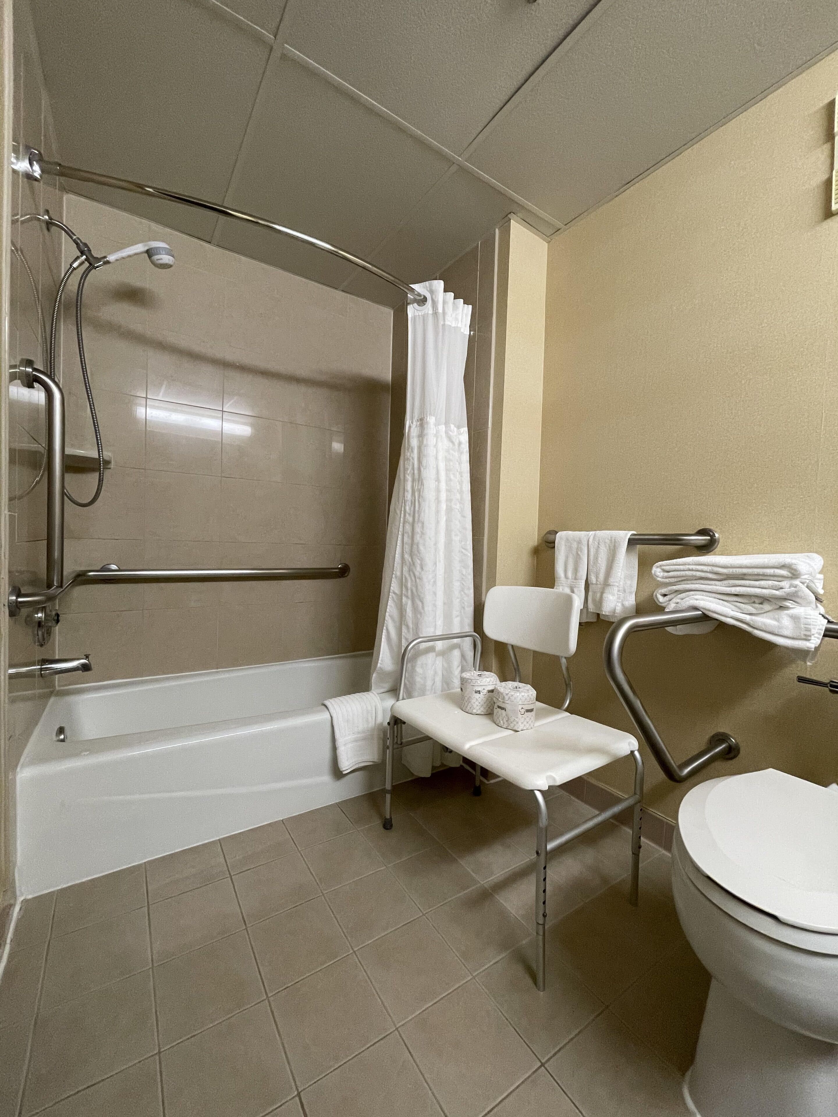 room, 1 king bed, accessible, non smoking | bathroom | combined shower/bathtub, hydromassage showerhead