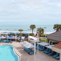 Outdoor pool, a heated pool, open 8 AM to 10 PM, cabanas (surcharge)