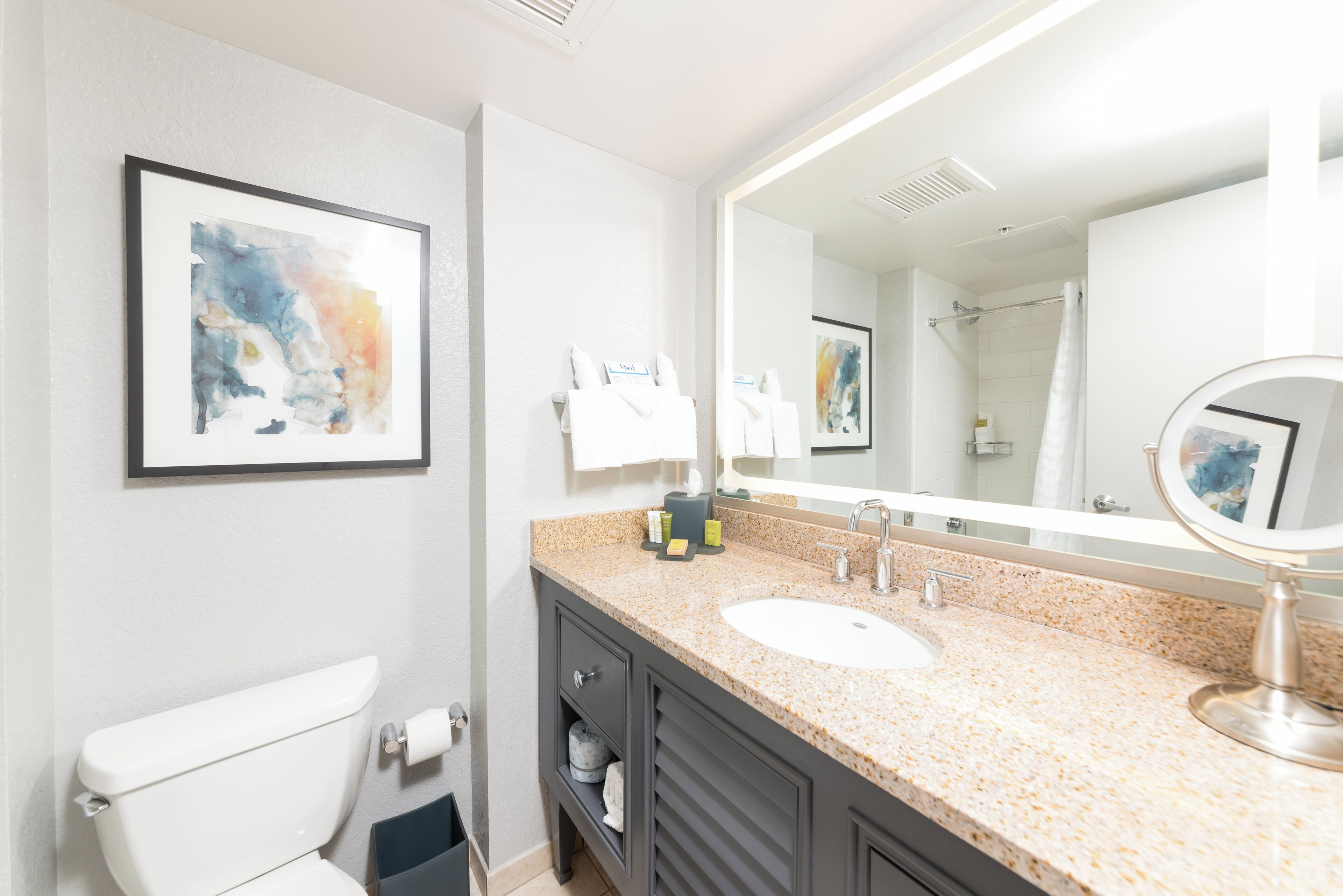 free toiletries, hair dryer, towels