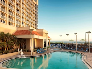 Outdoor pool, a heated pool, pool cabanas (surcharge), pool umbrellas