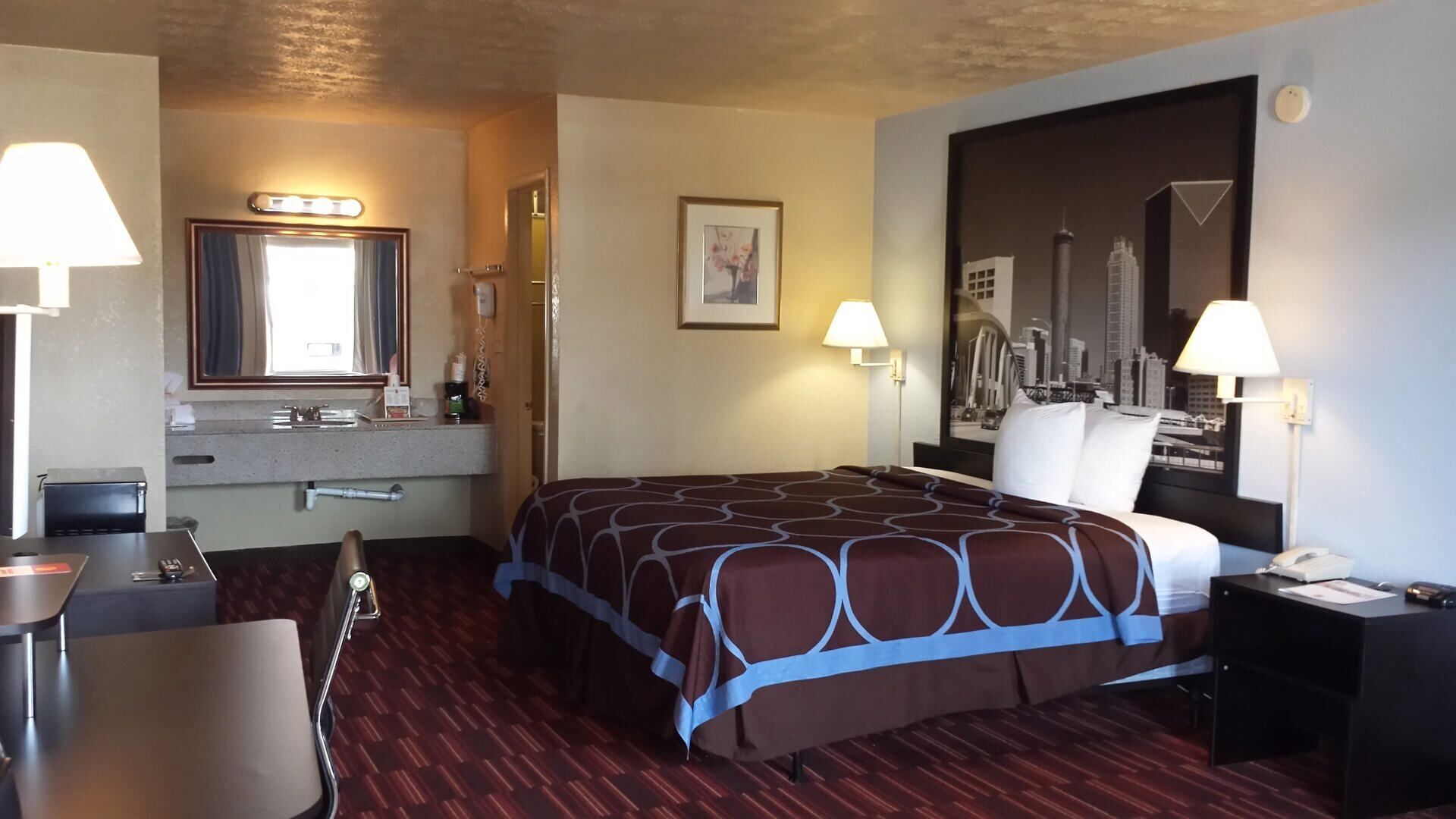 Premium bedding, down comforters, pillowtop beds, desk