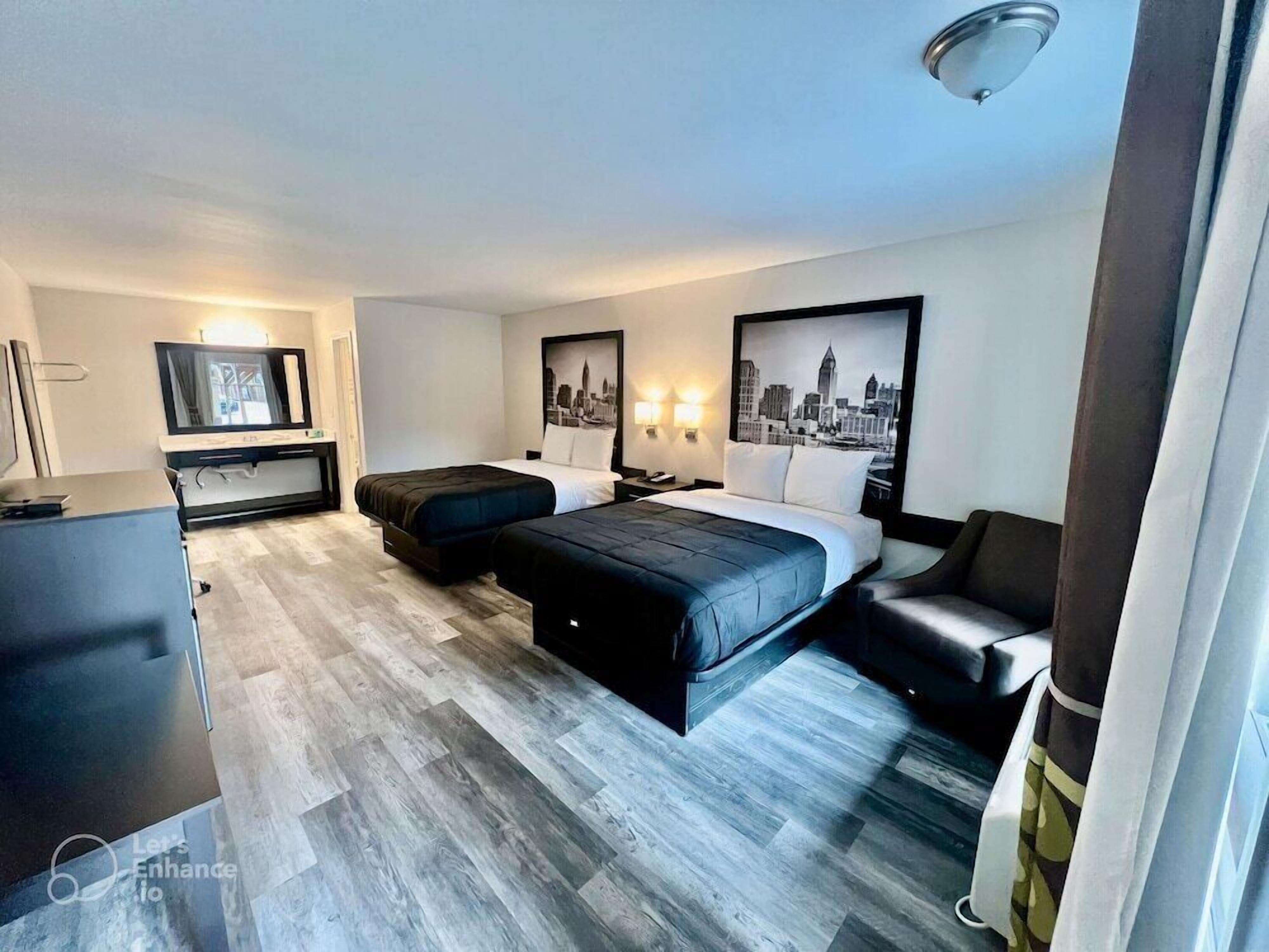 Premium bedding, down comforters, pillowtop beds, desk