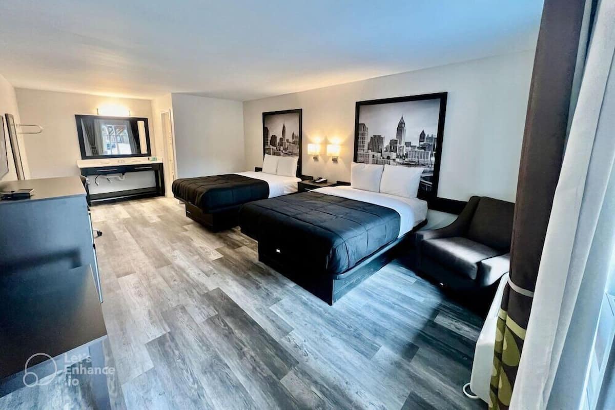 Premium bedding, down comforters, pillowtop beds, desk
