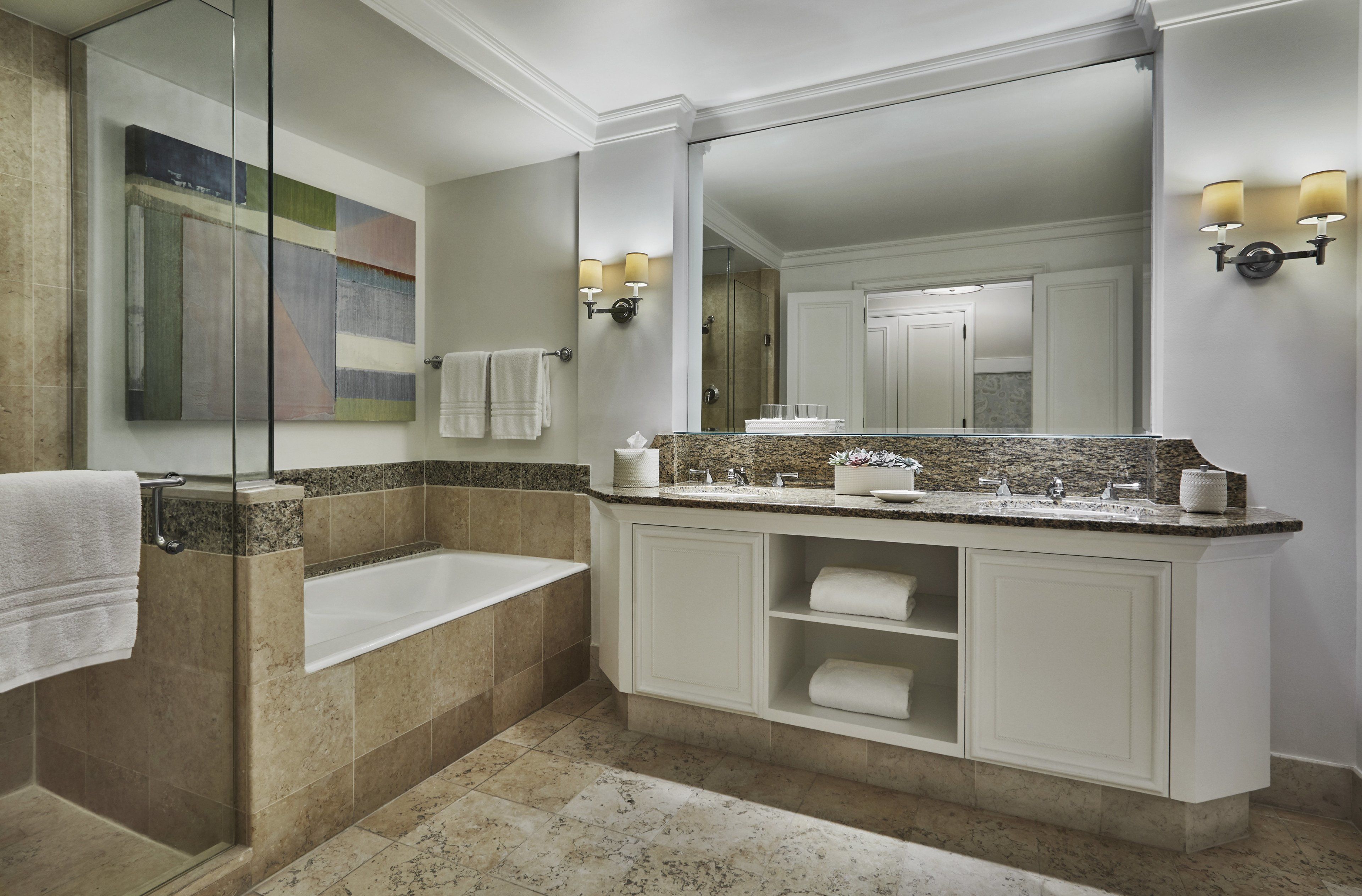 separate bathtub and shower, deep-soaking bathtub, free toiletries