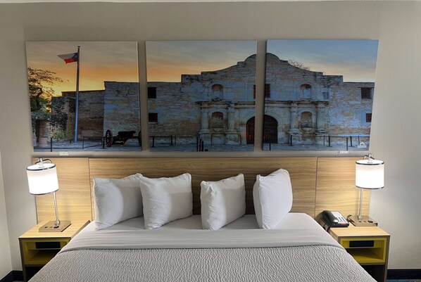 Desk, free WiFi, bed sheets