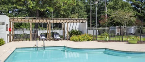 Outdoor pool, pool loungers