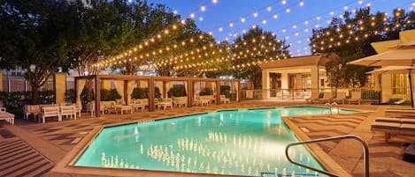 Outdoor pool, open 7:00 AM to 10:30 PM, pool loungers