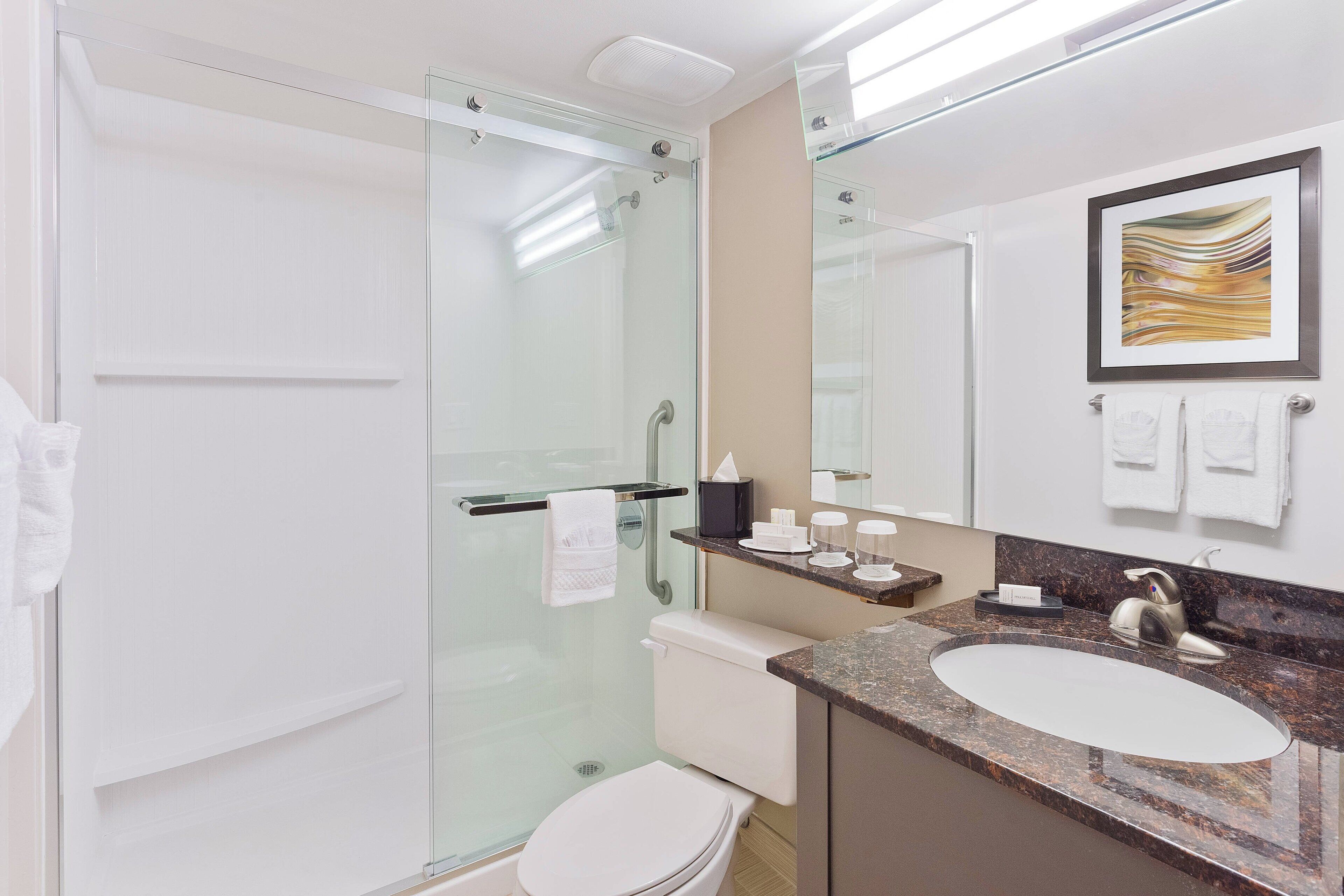 free toiletries, hair dryer, towels