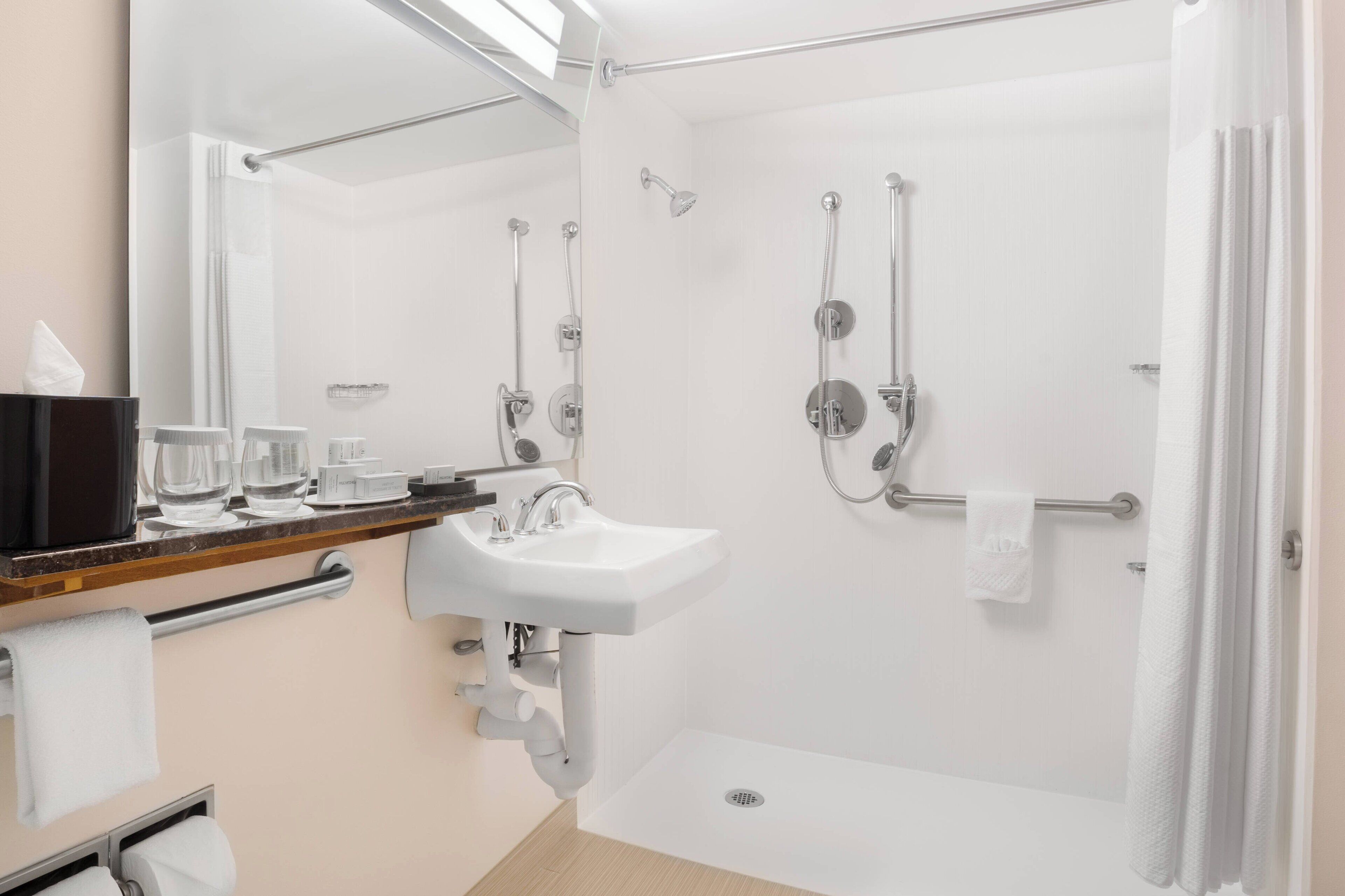 free toiletries, hair dryer, towels