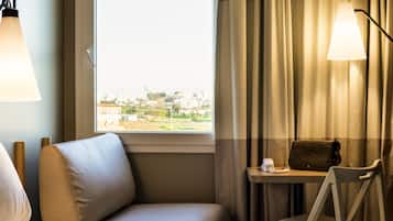 In-room safe, desk, blackout curtains, soundproofing