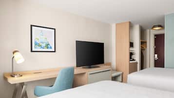 Room, 2 Double Beds | Premium bedding, in-room safe, iron/ironing board, cribs (free)